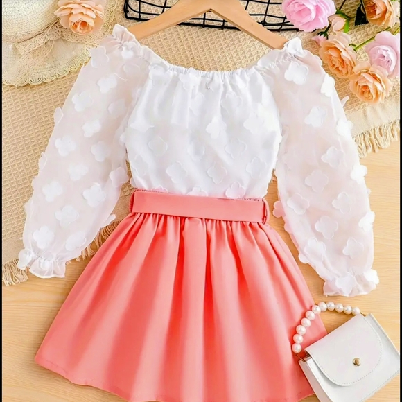 White and Pink Kids Dress - Picture 2 of 3
